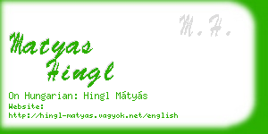 matyas hingl business card