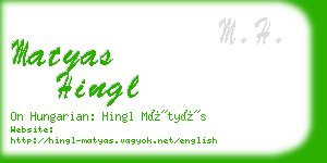 matyas hingl business card